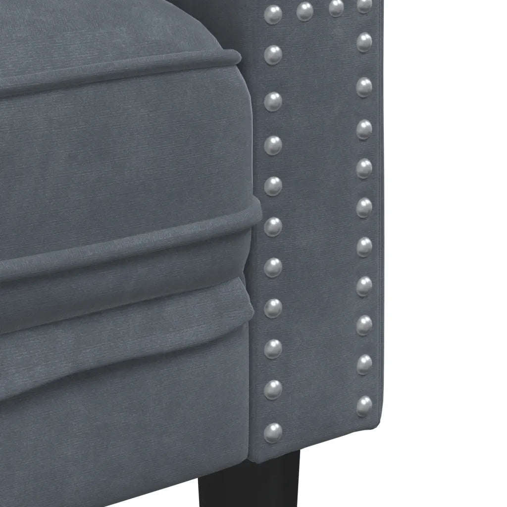 Divano Chesterfield con Rinforzi 2 Posti Grigio Scuro Velluto 372684