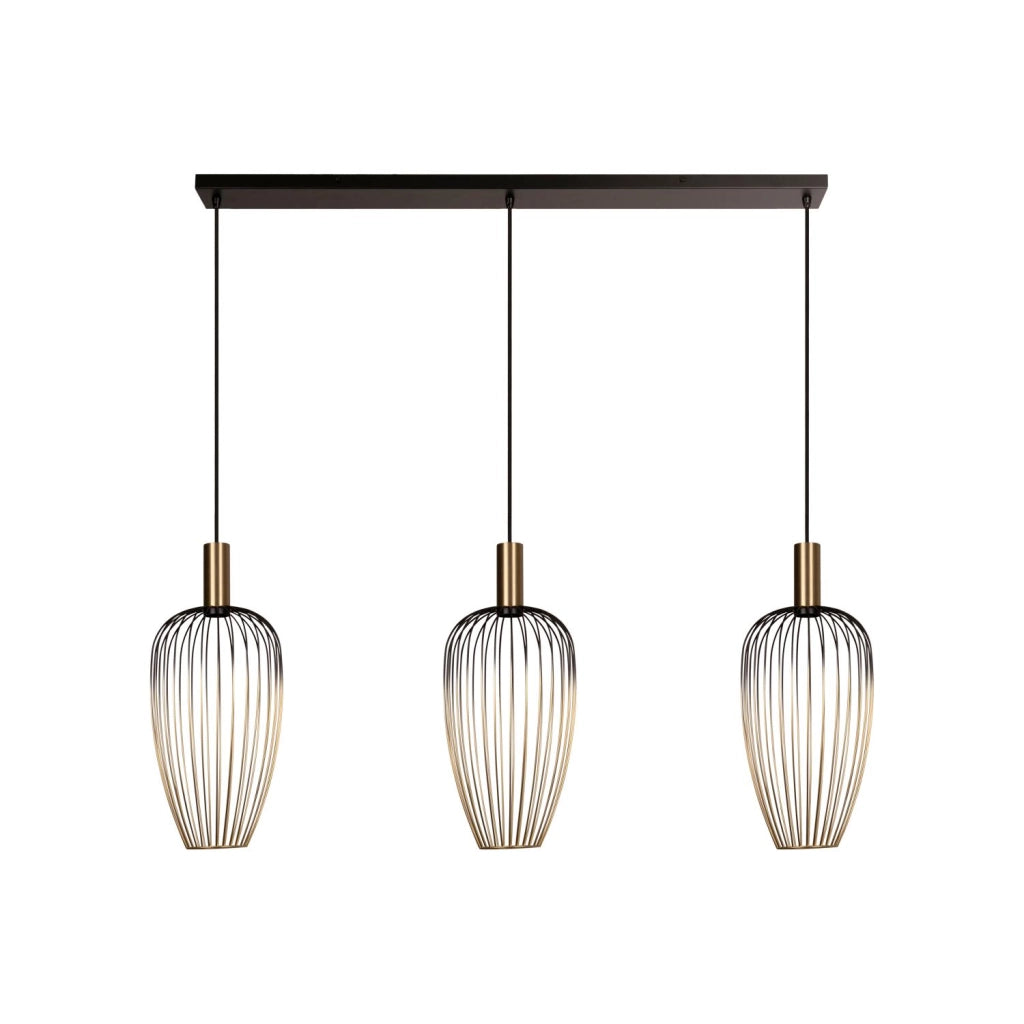 Lampada sospesa industriale AURELIE 3xGU10 oro nero