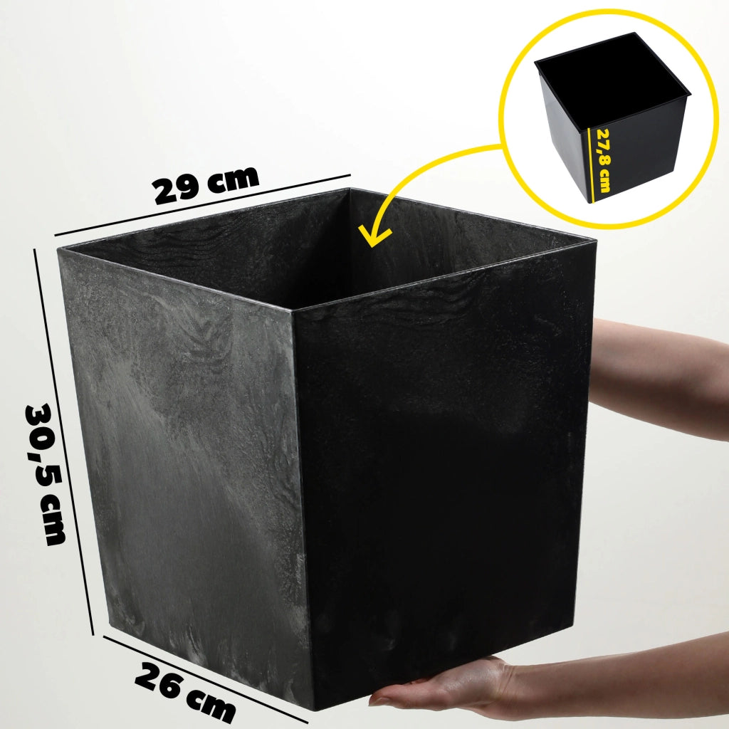 Vaso da fiori KADAX da 30 cm, copertura in plastica nera con inserto.