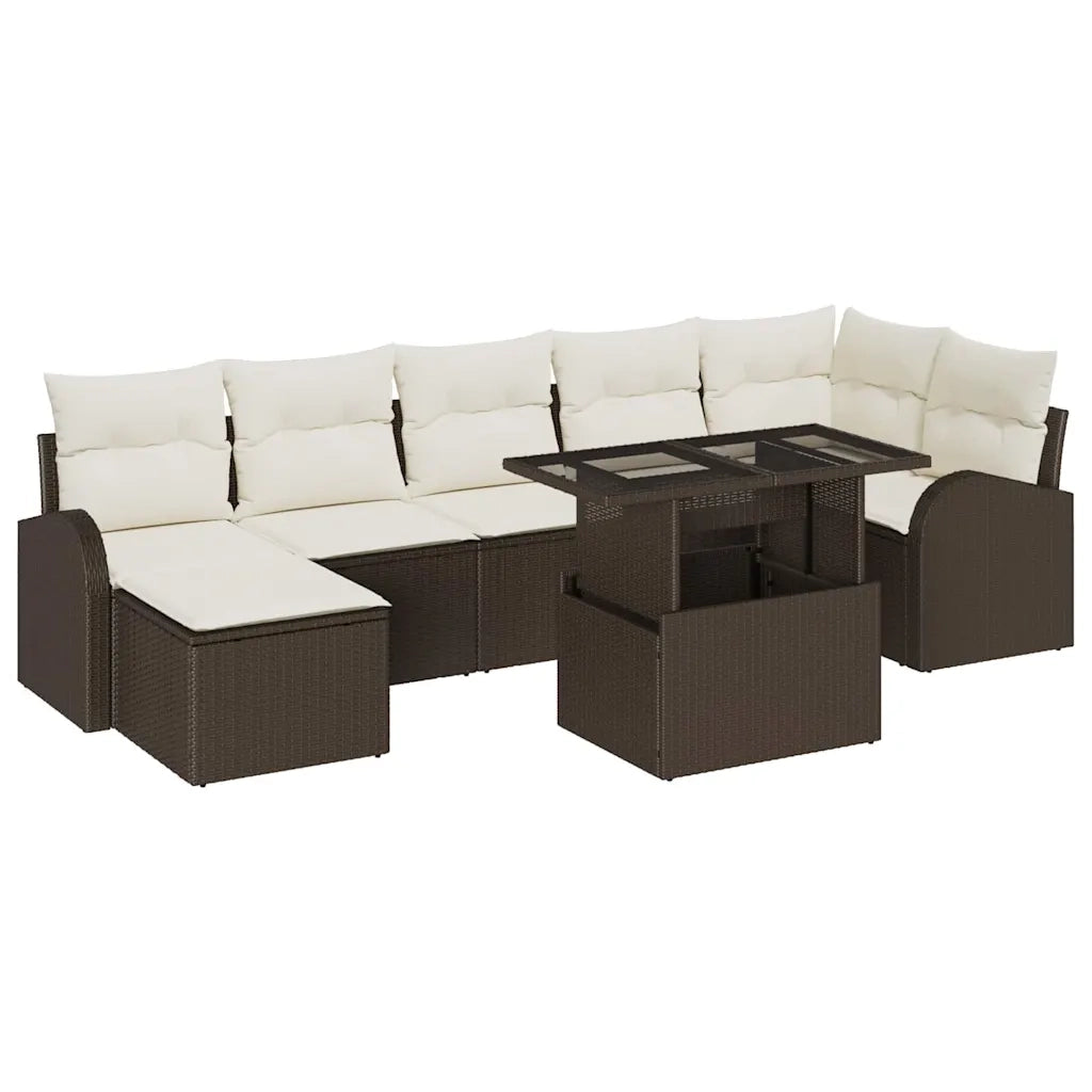 Set Divano da Giardino con cuscino 8 pcs Marrone e crema 3348684
