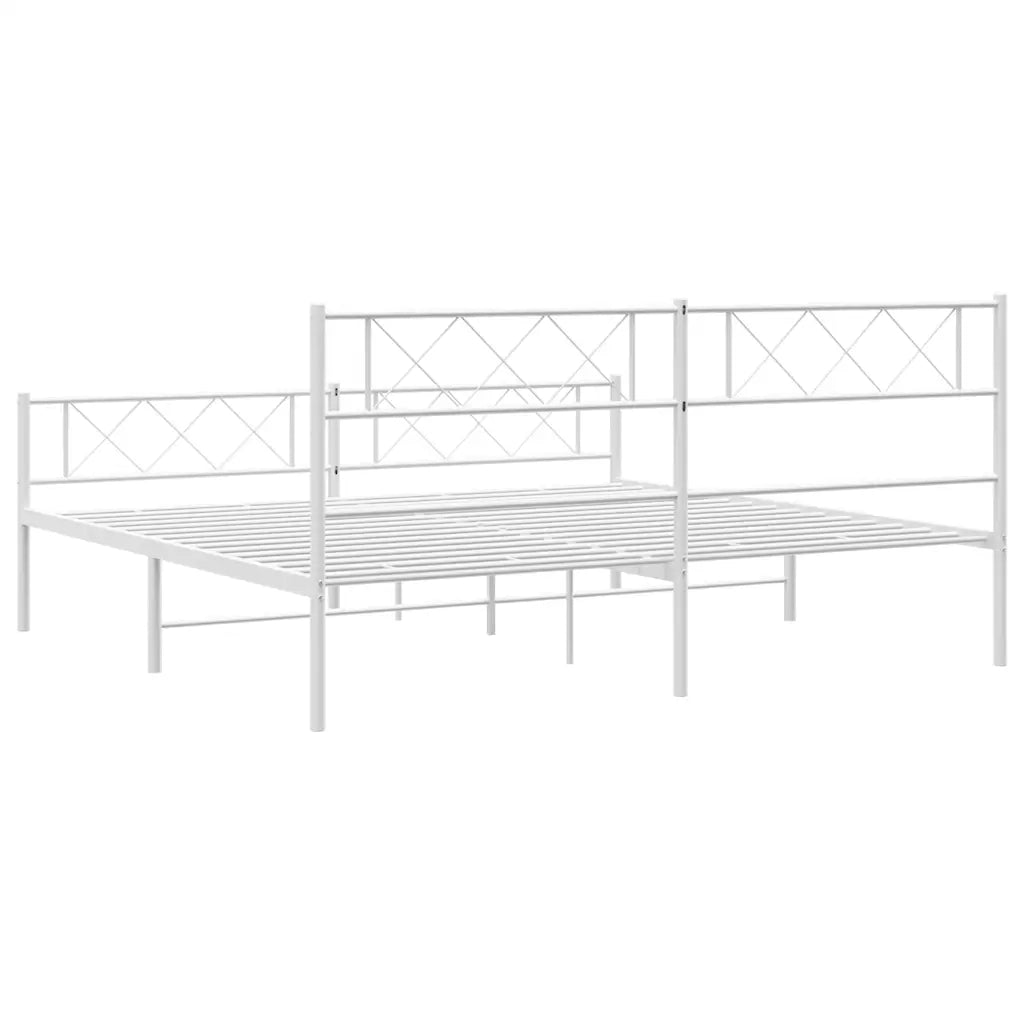 Letto matrimoniale | Letto per adulti | Giroletto con Testiera e Pediera Metallo Bianco 193x203 cm