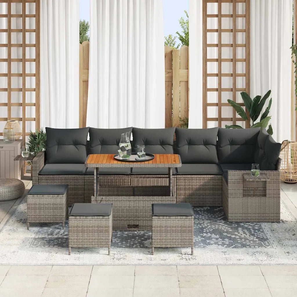 Set Divano da Giardino 10 pcs Grigio polyrattan