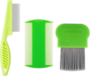 Lice Comb 3 Pezzi - Denti in Metallo e Niche a Doppia Faccia in Plastica