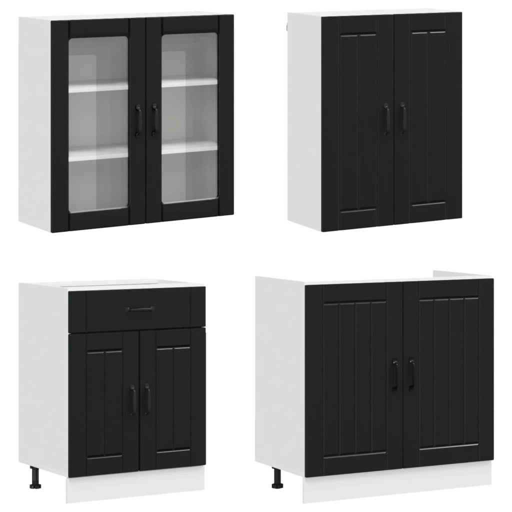 Unità Cucina LUCCA 8 pcs Nero Legno ingegnerizzato 3438468