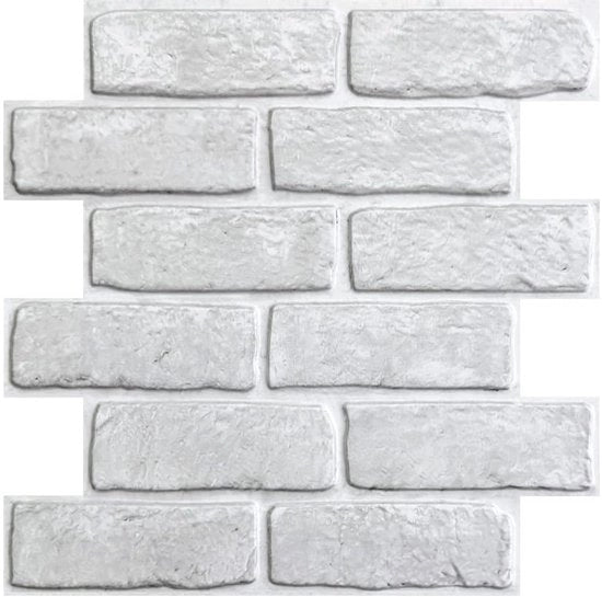 Pannelli 3D a vista pietra bianca da parete 30 x 30 cm - 10 pezzi - stile pietra - decorazione per parete PVC - carta da parete a vista pietra - rivestimento per parete autoadesivo per interni - soggiorno - camera da letto - camino