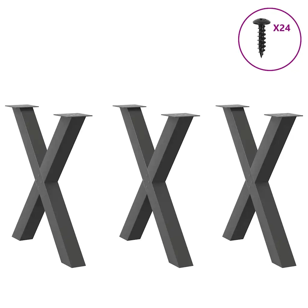 Gambe per tavolo da pranzo a forma di X 3 pz Antracite 70x(72-73) cm Acciaio 4012990