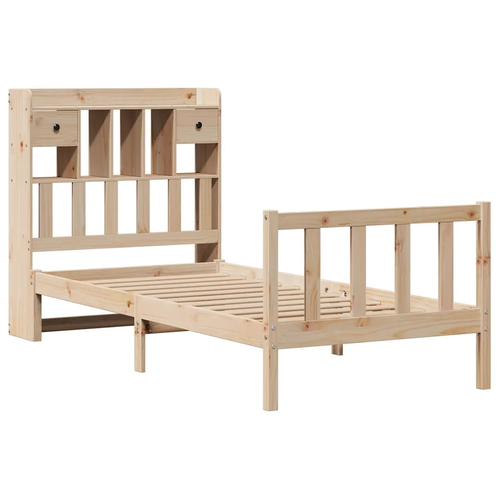 Letto Libreria senza Materasso-Struttura Letto con contenitore 100x200 cm in Legno di Pino 847458