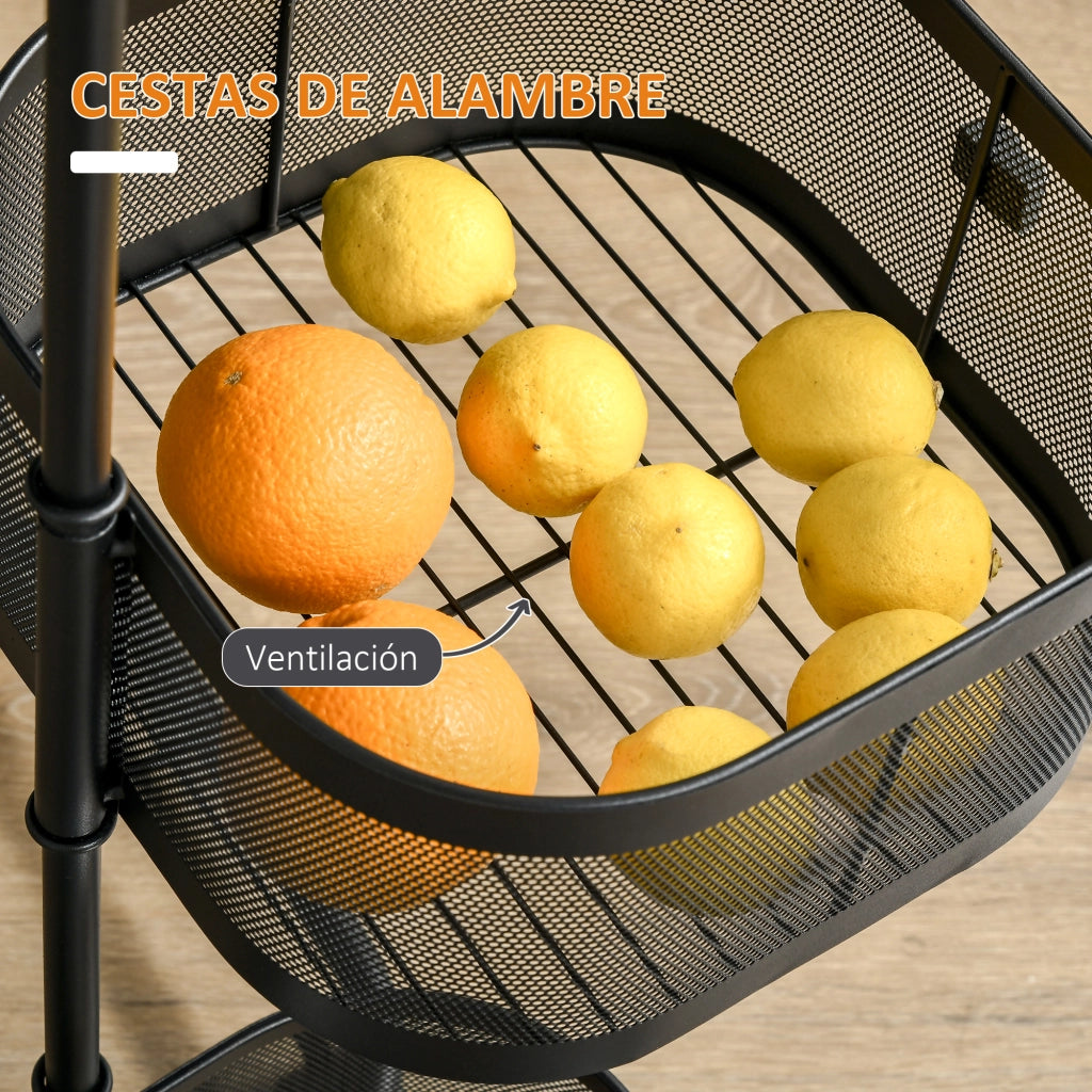 Carrello con cestini ¨C zephmum ¨C 33x33x77 cm nero