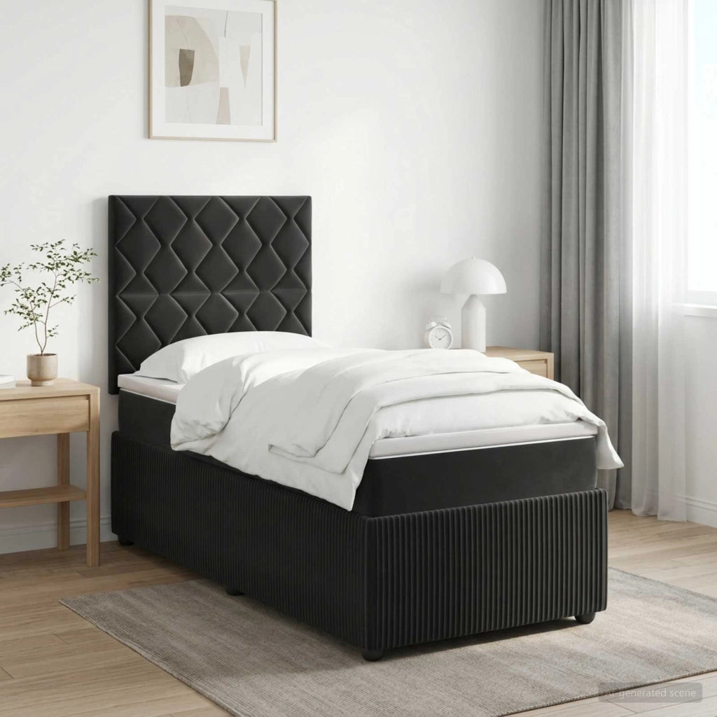 Letto box spring con materasso Nero 80 x 200 cm Velluto 3454501