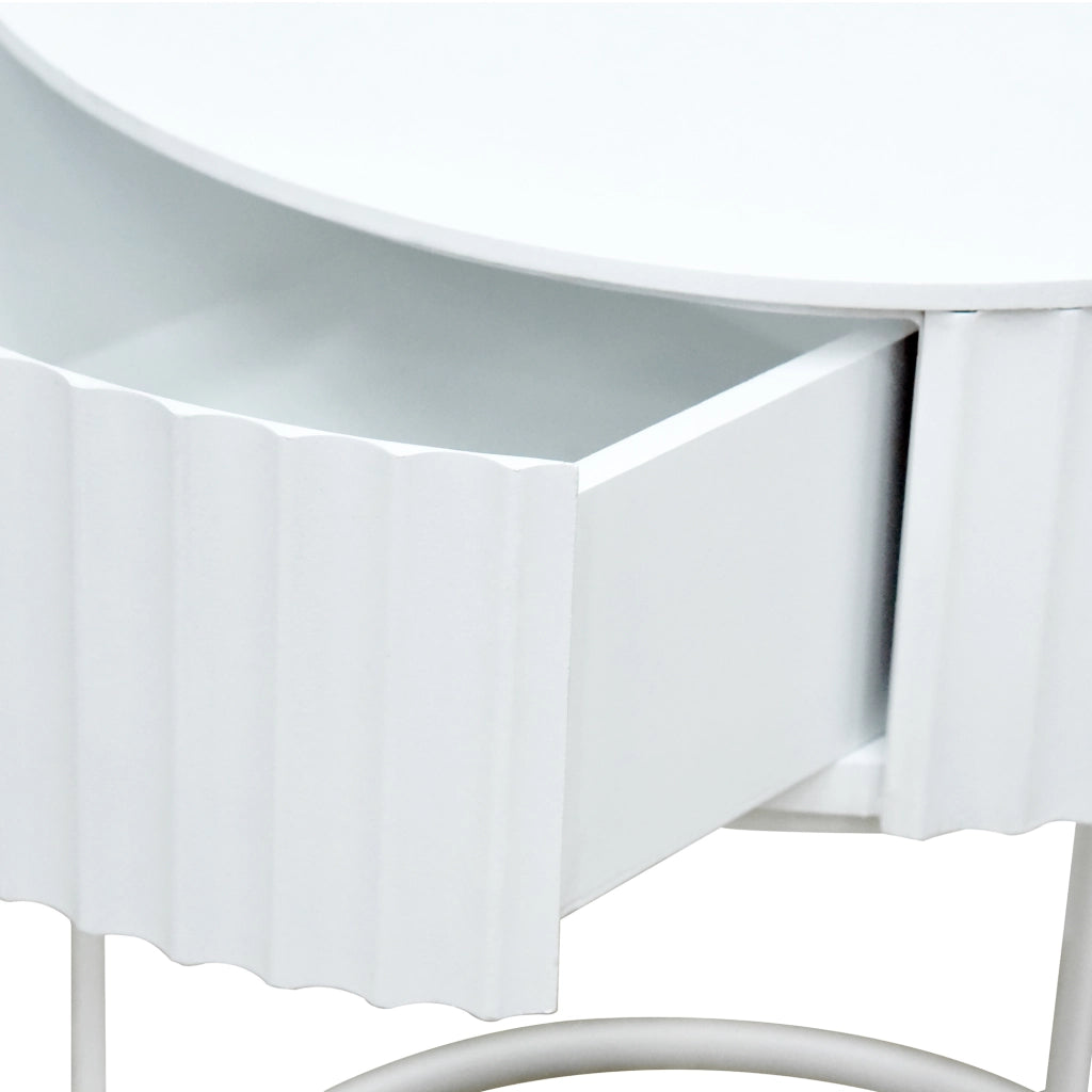 Tavolino Rotondo Rill da Salotto con Cassetto 46 x Ø40 cm - Bianco [en.casa]