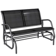 Dondolo da Giardino 2 Posti ¨C Xylo ¨C Metallo Textilene Nero con Braccioli