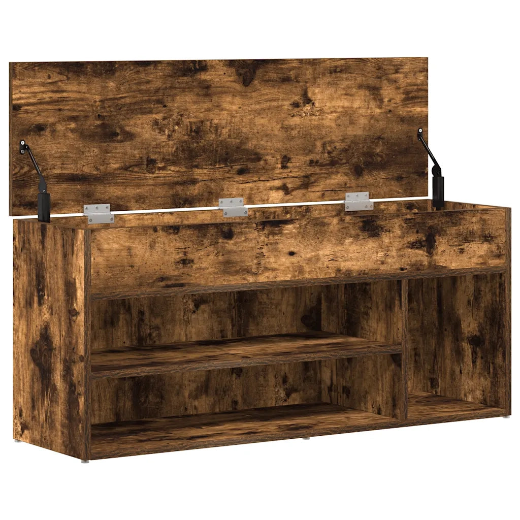 Scarpiera-Scaffale per scarpe Rovere Fumo 102x30,5x45 cm in Legno Multistrato