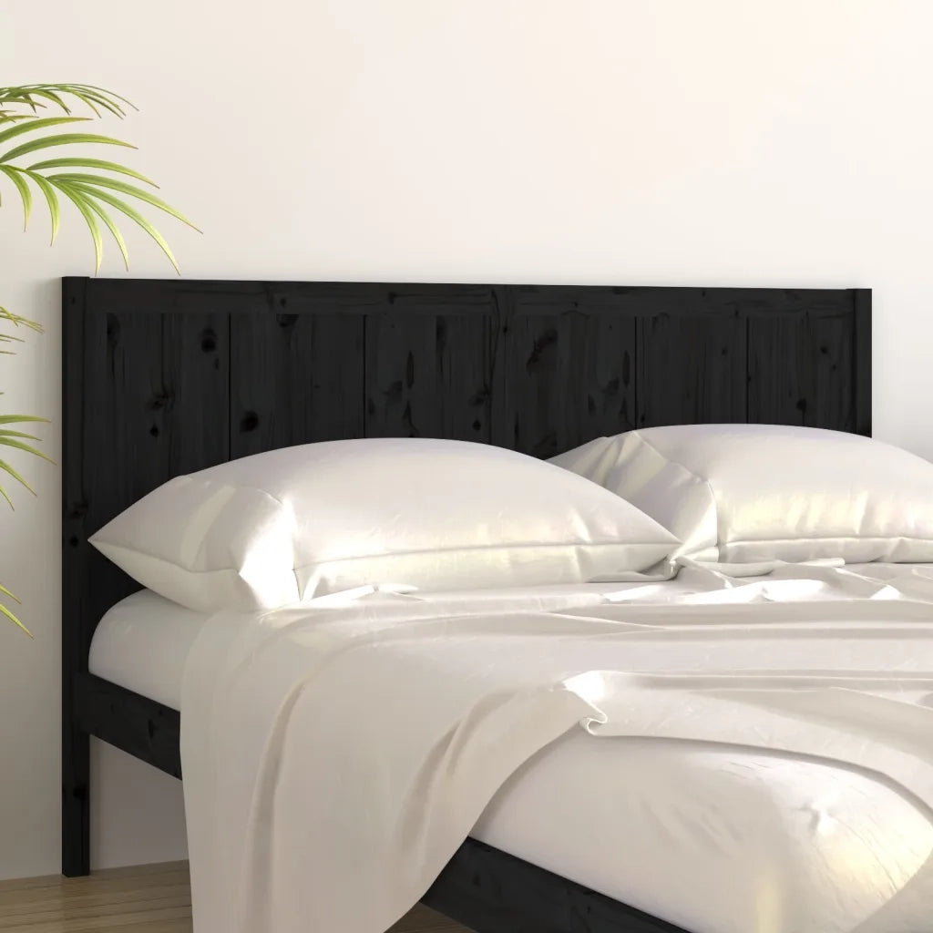 Testiera per Letto Nera 125,5x4x100cm in Legno Massello di Pino 818084