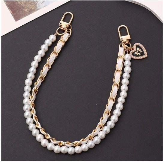 Accessorio DIY a forma di catena con chiusura a carabina - 26 cm - in pelle/metallo