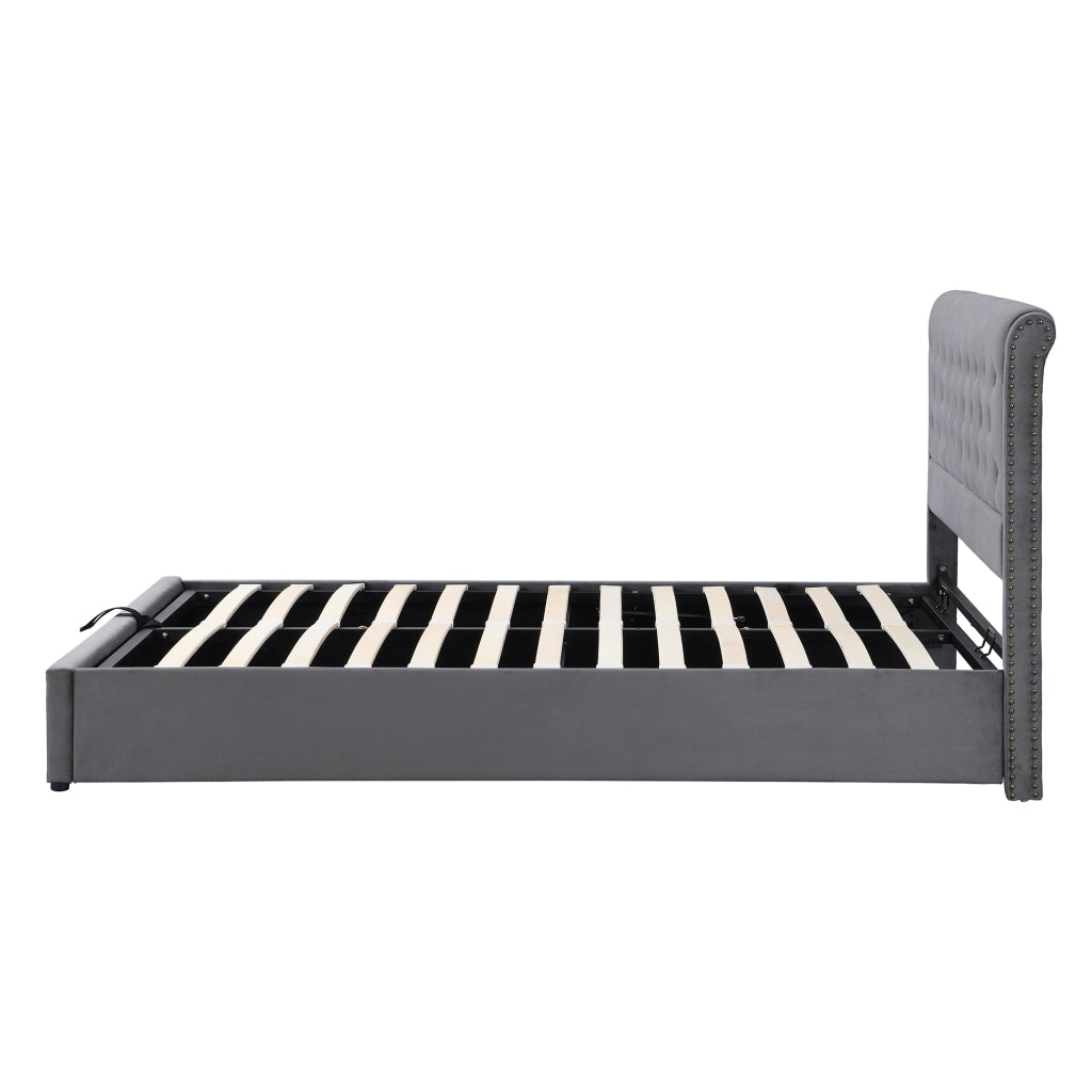 letto imbottito velluto grigio 140 x 200 cm