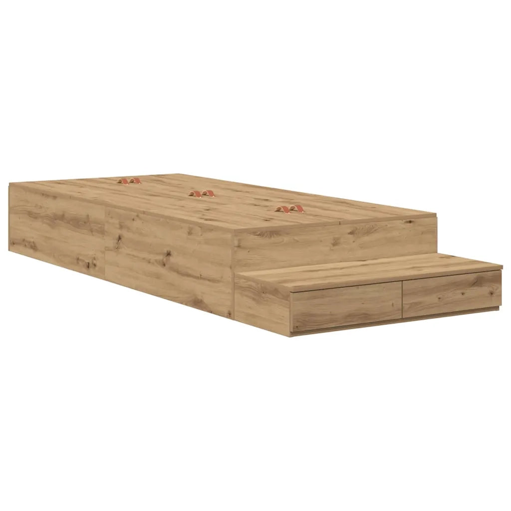 Struttura letto con contenitore-Giroletto con contenitore Rovere artigianale 100 cm
