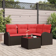 Set Divano da Giardino 5 pcs Marrone e Rosso polyrattan 3354703