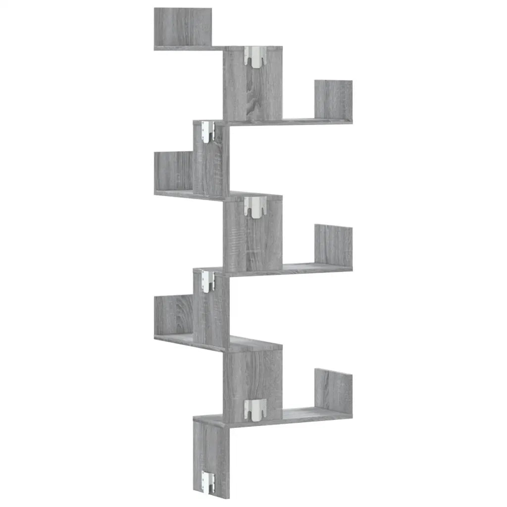 Scaffale Angolare Muro | Mensola a parete Grigio Sonoma 45x45x147 cm Multistrato