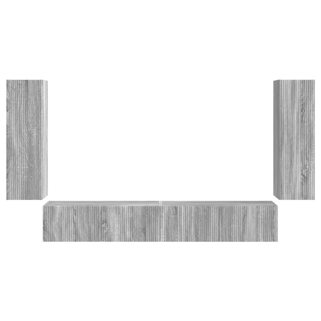 Set di Mobiletto da TV a Parete 4 pz-Credenza per TV sospesa Grigio Sonoma 512058