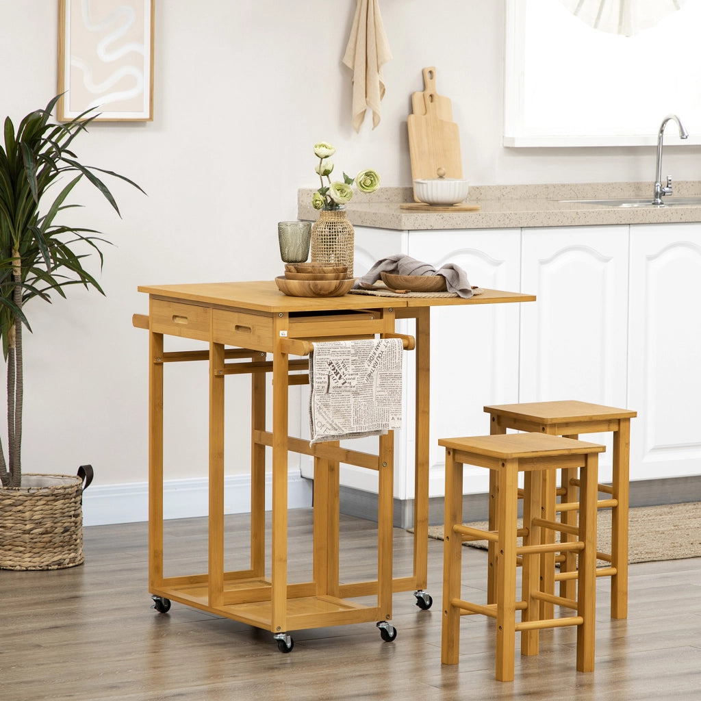 Tavolo da bar pieghevole con sgabelli ¨C zephmum ¨C marrone 82,5x75,5x83,5 cm