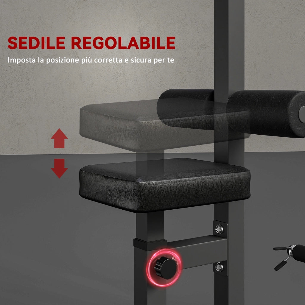 Stazione Fitness Pull Down con Panca e Cavo Regolabile ¨C zephmum ¨C Acciaio Nero 107x120x190cm