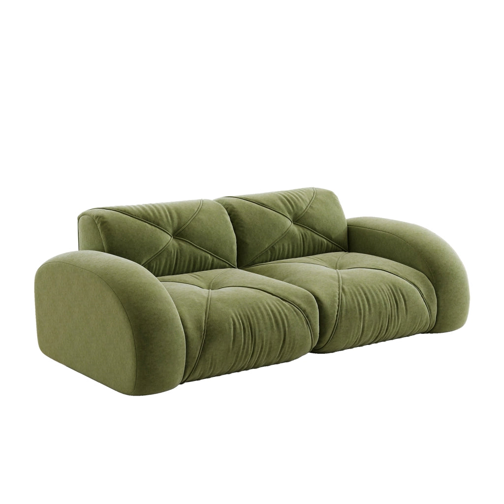 Divano Modulare 2 Posti in Tessuto Chenille ¨C Xylo ¨C Verde, Senza Montaggio