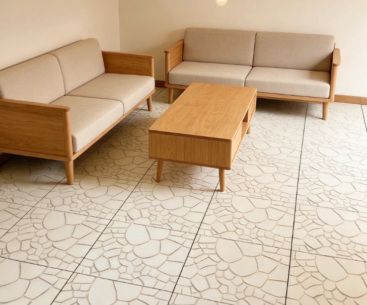 Piastrelle da Pavimento Interlocking per Patio ¨C MINIMAL ¨C Beige, 44 pcs, 30x30 cm