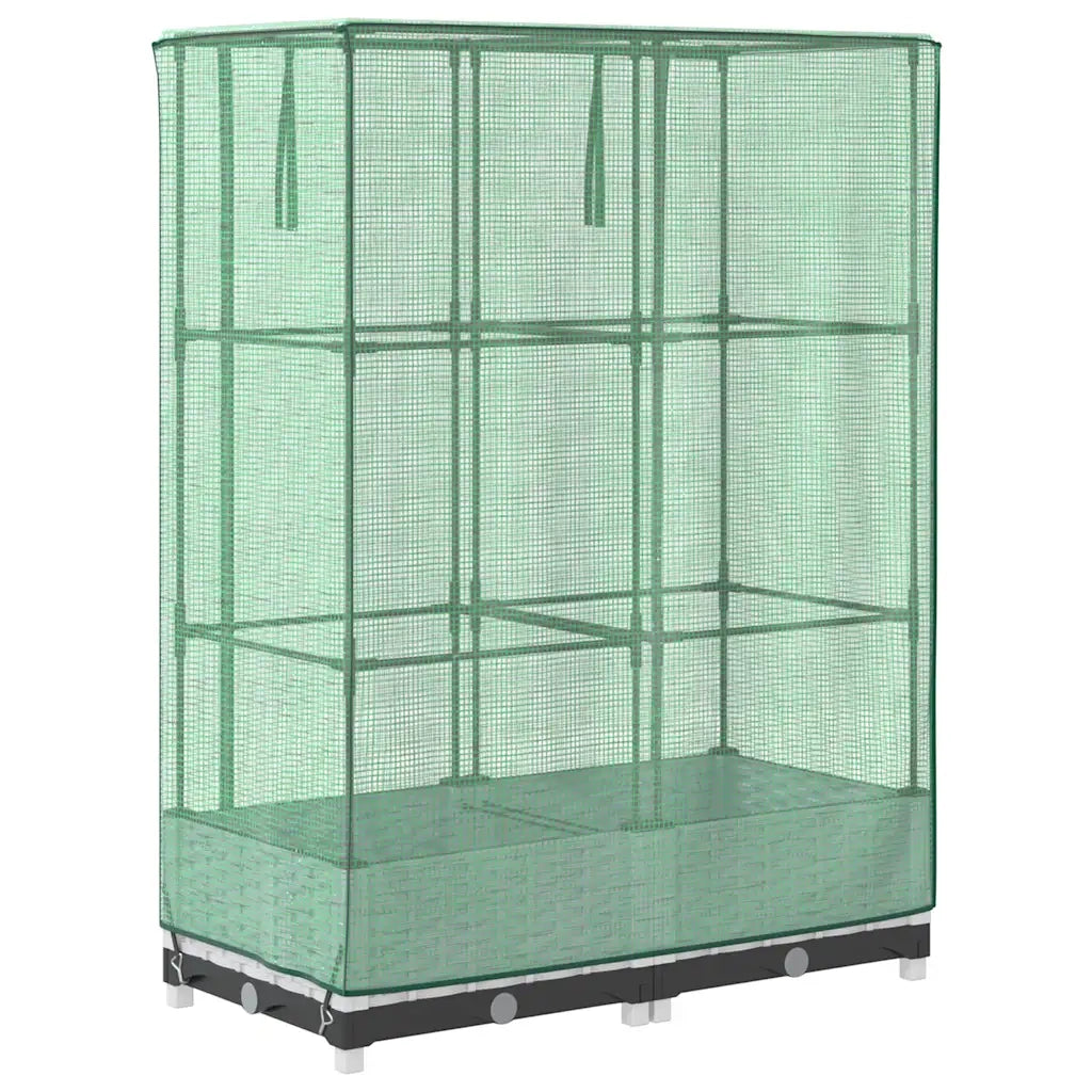 Fioriere | Cassetta per fiori | Letto Rialzato con Copertura Serra Effetto Rattan 80x40x123 cm