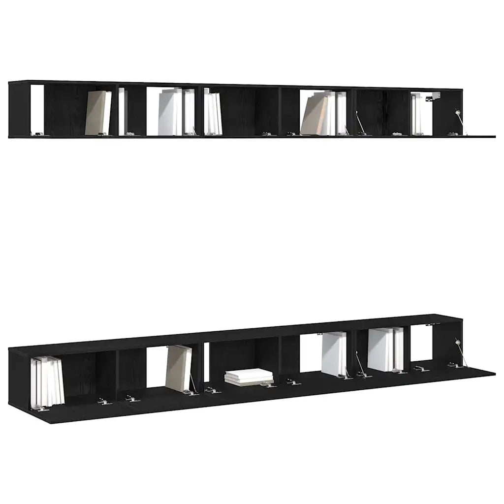 Set mobile TV Montaggio a parete Rovere Nero Legno multistrato 3333059