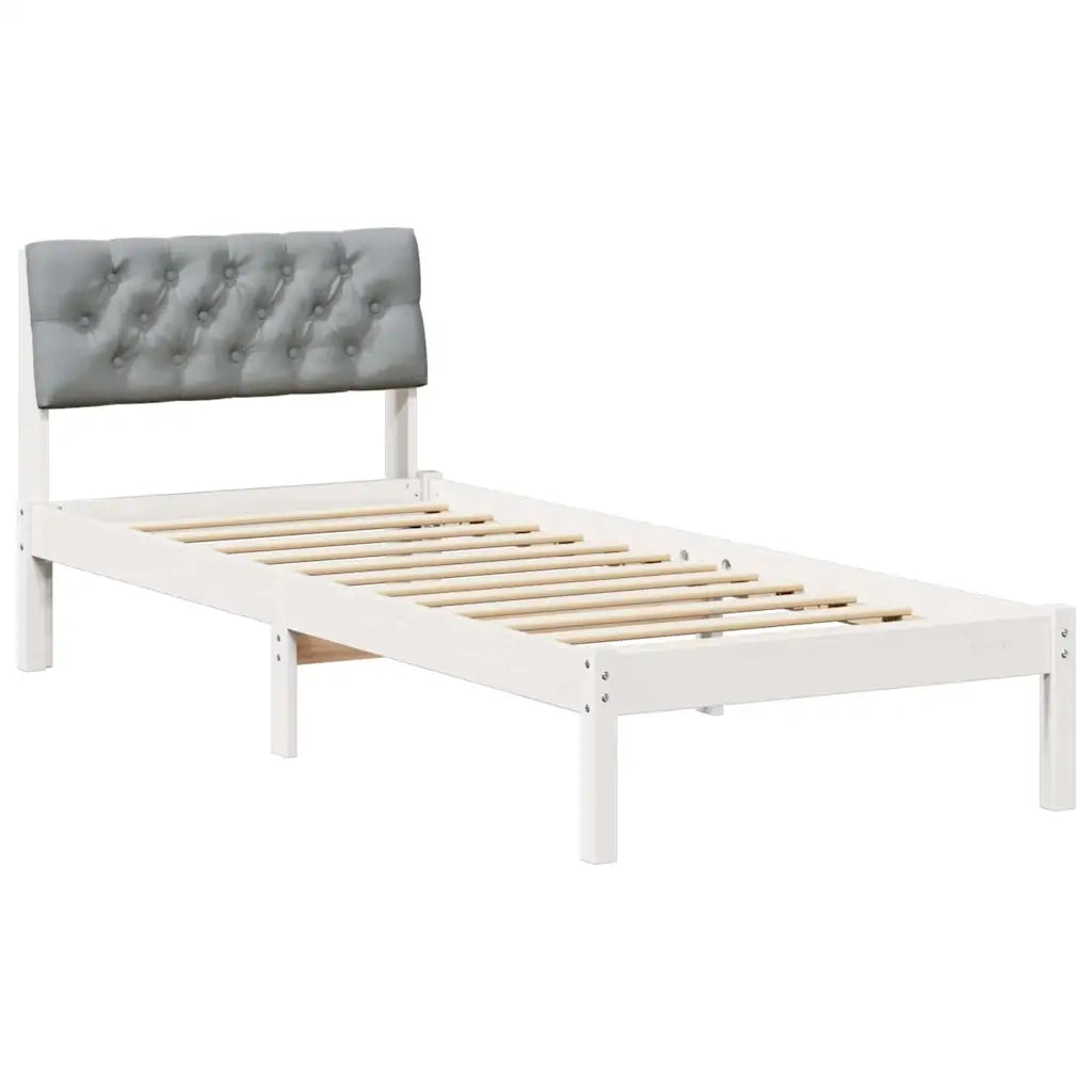 Struttura del Letto Bianco e grigio chiaro 75 x 190 cm 878653