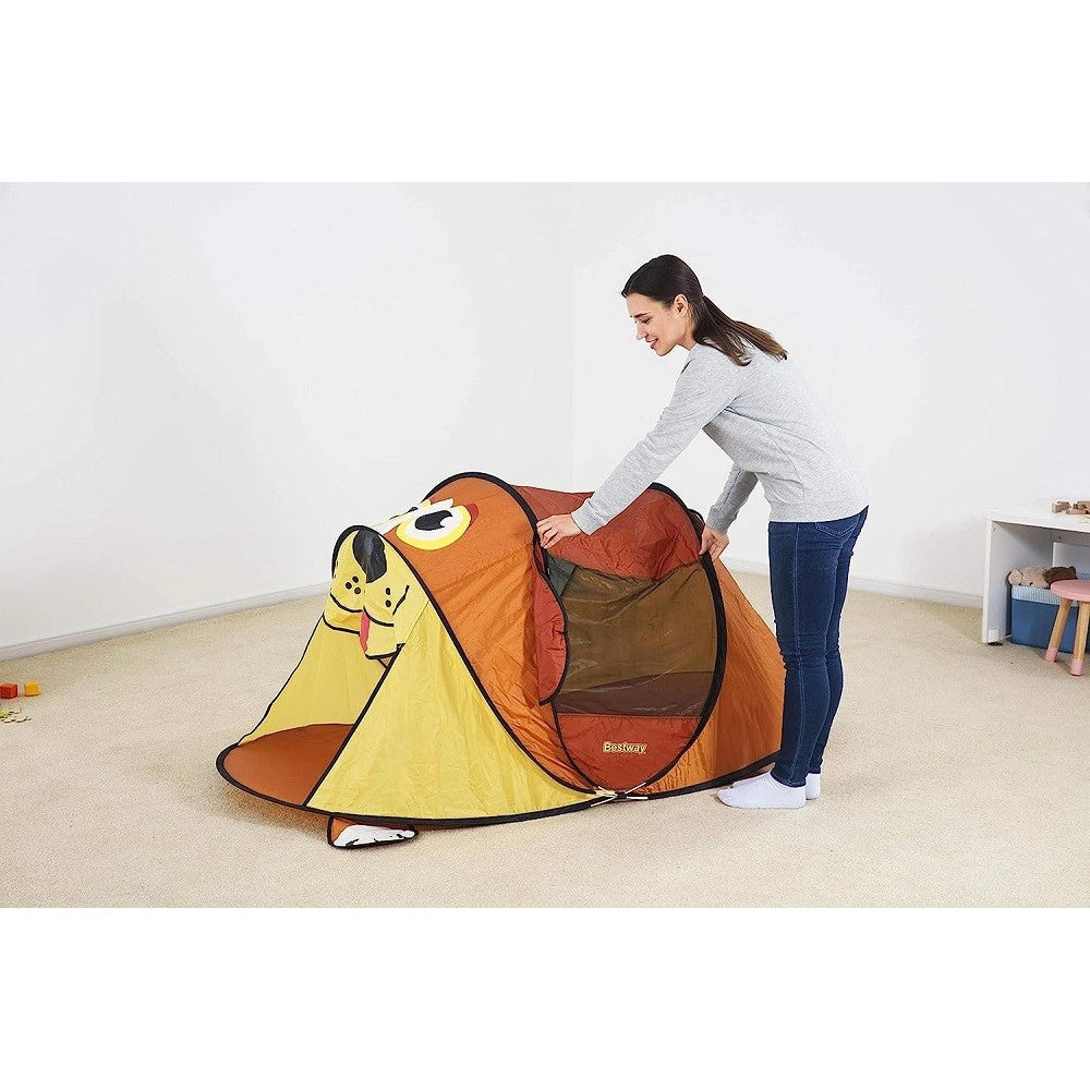 Trade Shop - Tenda Da Gioco Bambini A Forma Di Cane 2 Anni+ 182x96x81cm Interno Esterno 68108 -