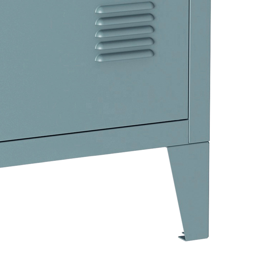 Comodino 'Inari' in Acciaio con Anta - Blu Grigiastro [en.casa]