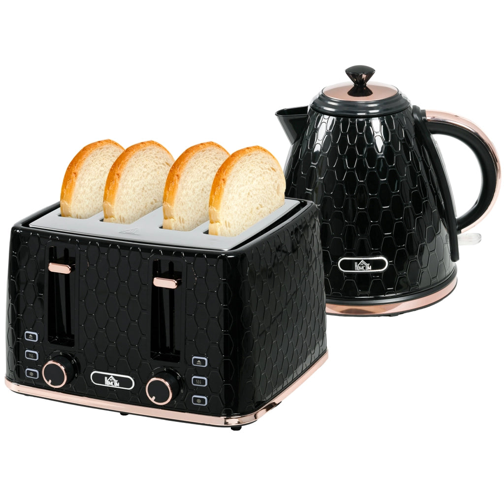 Set Cucina 2 in 1 ¨C Minimal ¨C Nero, Plastica, Toaster e Bollitore