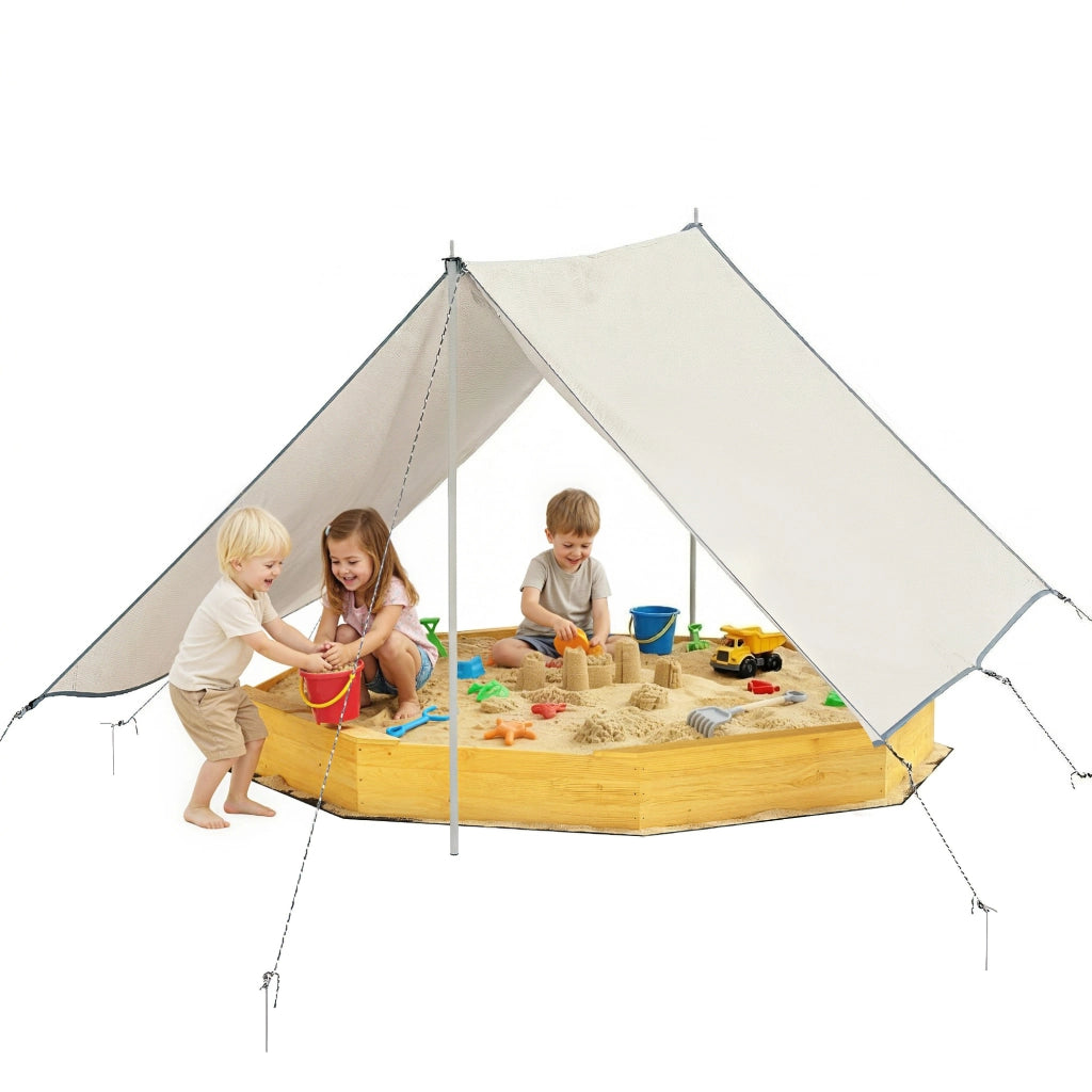 Sabbiera legno con tettoia e 4 panchine ¨C Xylo ¨C giallo con copertura fondo