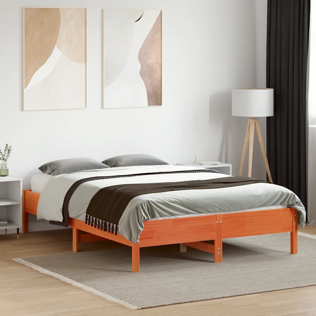 Letto senza Materasso Marrone Cera 120x190 cm in Legno di Pino 842725