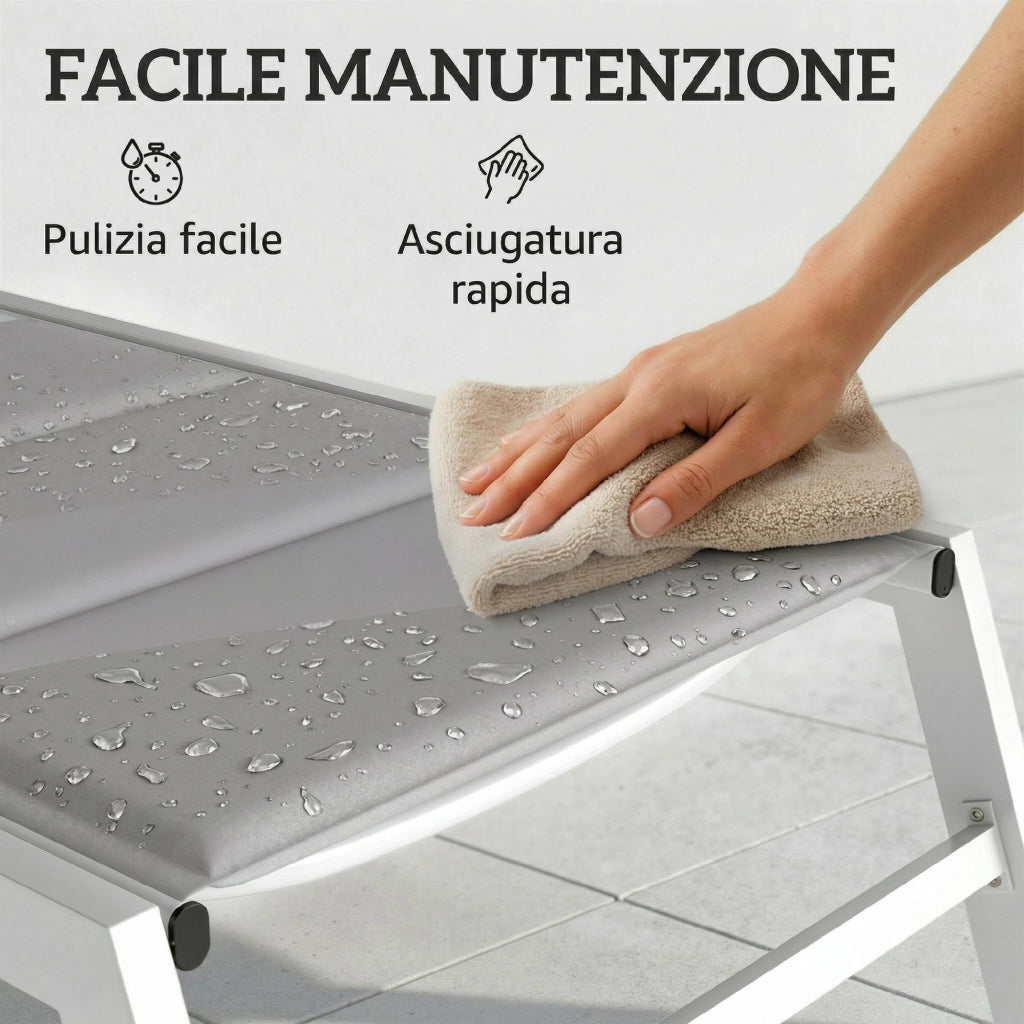 Sdraio Imbottita, Schienale 6 Posizioni, Telaio Alluminio, Capacit¨¤ 120 Kg, Grigio Chiaro