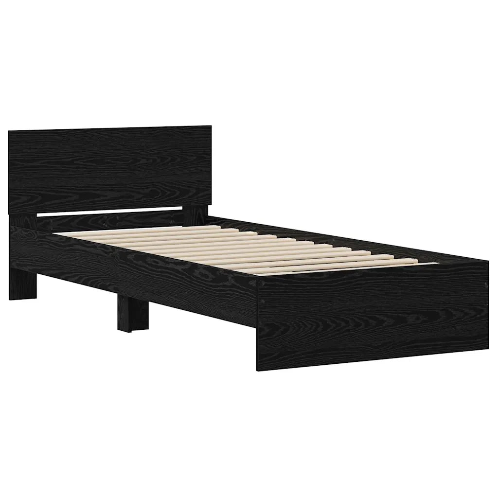 Letto singolo | Letto per adulti | Struttura del letto Rovere Nero 90 x 200 cm Legno multistrato