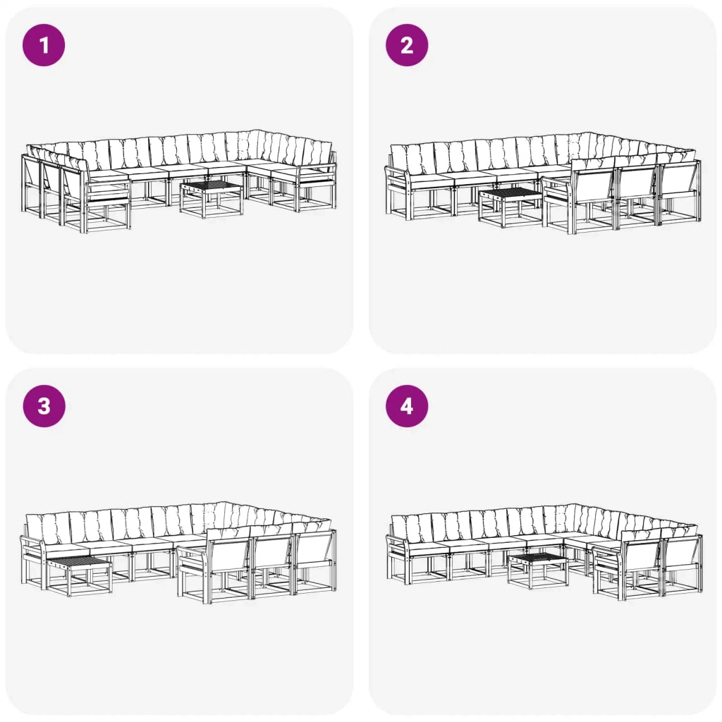 Set di divani da esterno 11 pz Bianco e Nero 3389934