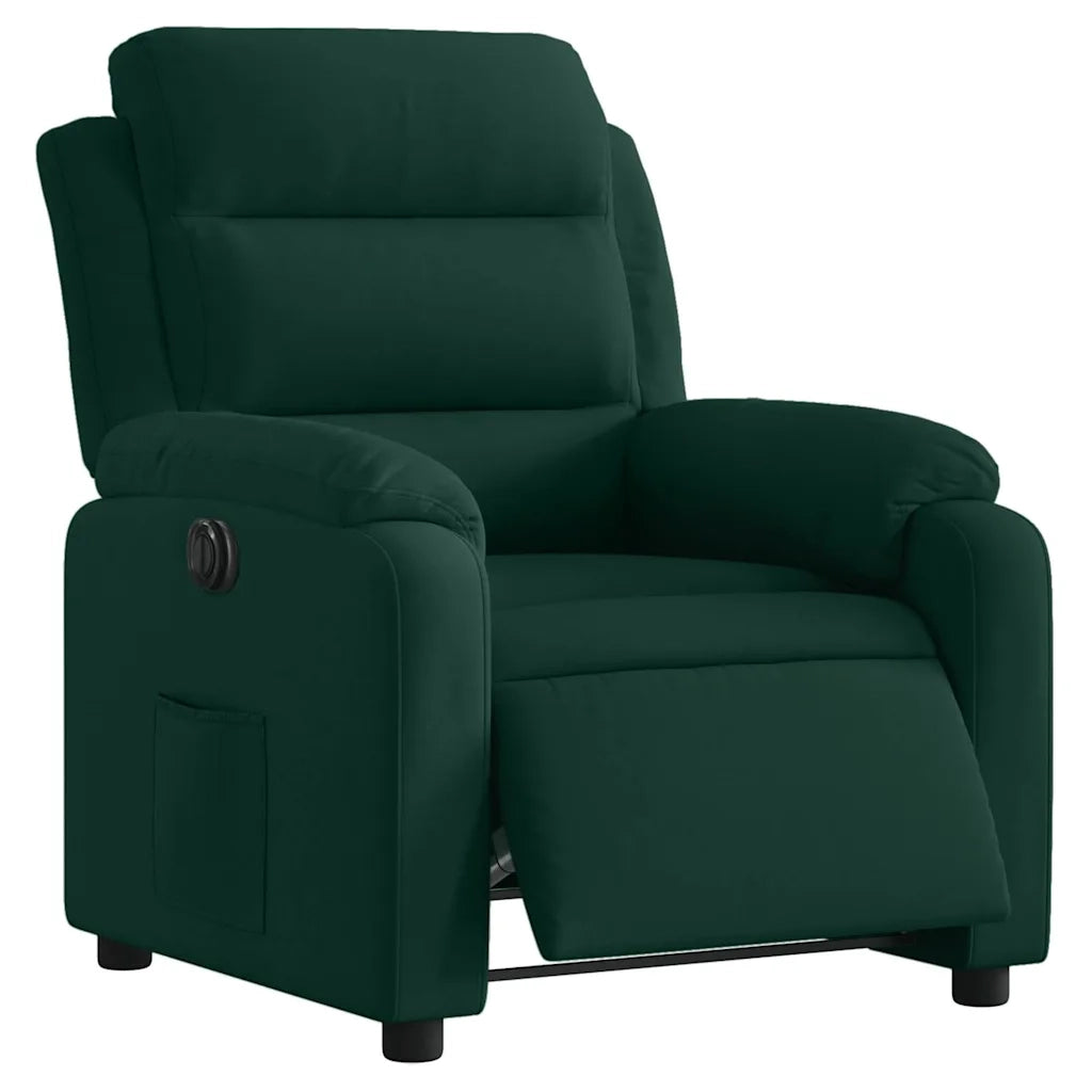 Poltrona | Sedia Relax Elettrica Reclinabile Verde Scuro in Vera Pelle