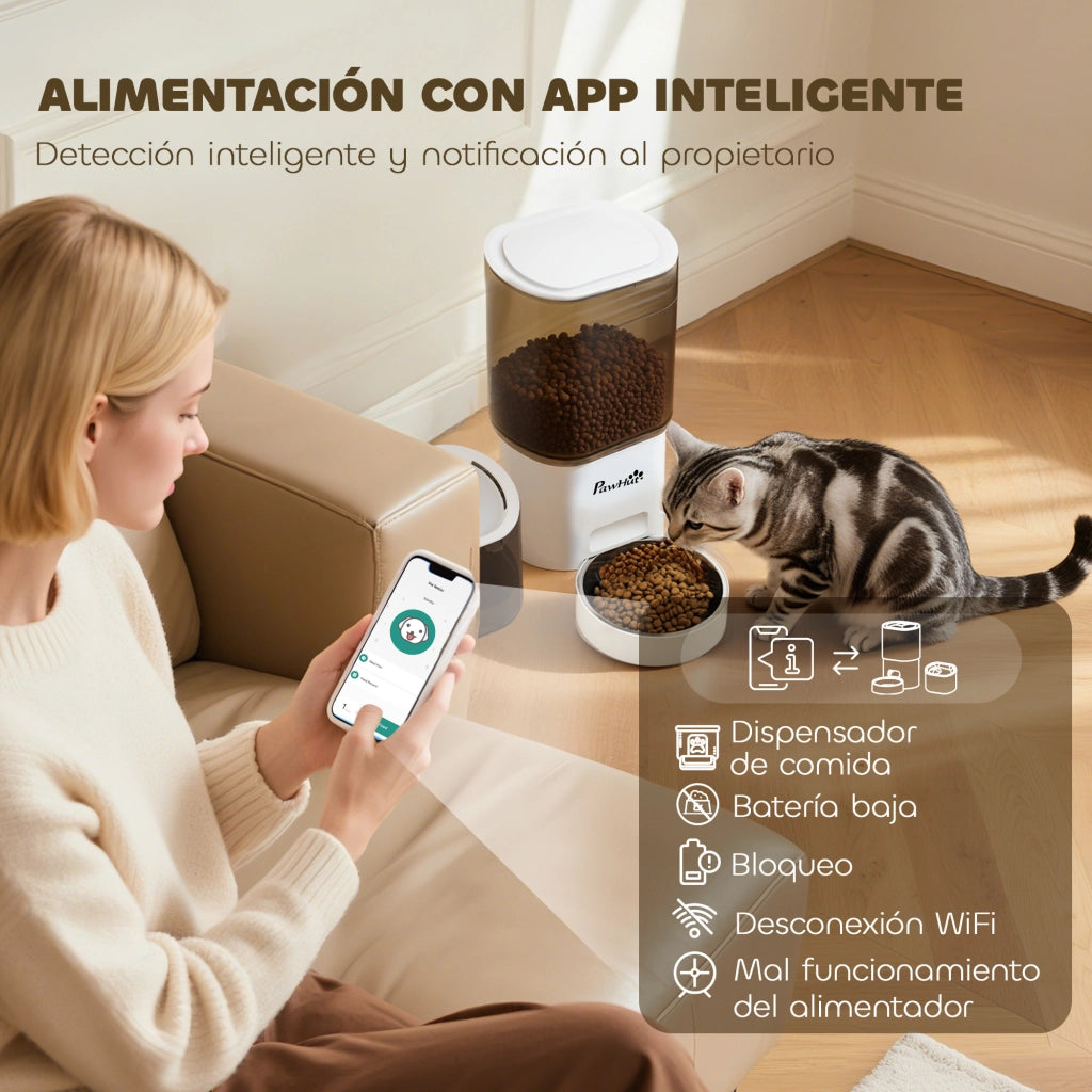 Dispenser Cibo per Gatti e Cani 3L con App ¨C Minimal ¨C Grigio