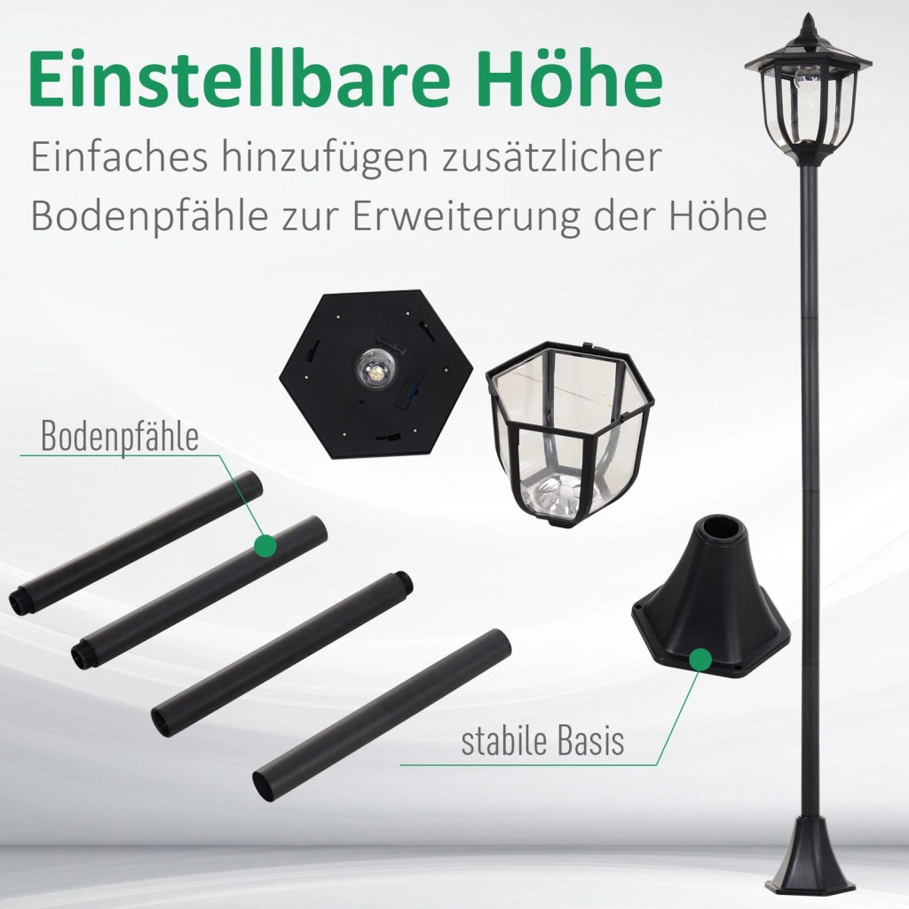 Lampada da Giardino LED Solar ¨C Minimal ¨C Plastica 177 cm Nero