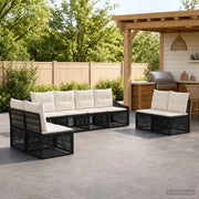 Set Divano da Giardino 8 pz Nero polyrattan 3435979