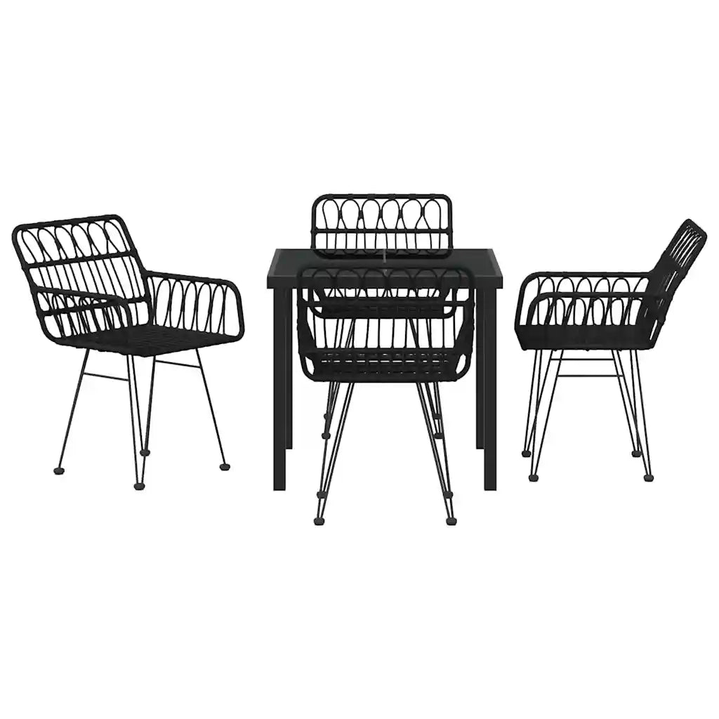 Set da Pranzo per Giardino 5 pcs Nero 3379185