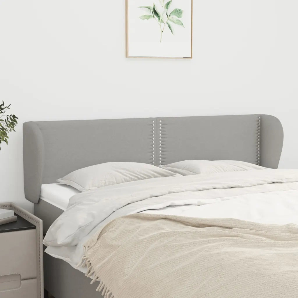 Testiera | Testata ad Orecchio Grigio Chiaro 147x23x78/88 cm in Tessuto