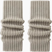 Calze in lana spessa con texture a righe, invernali e autunnali, caldi, con imbottitura a pizzo Y2K per donne, caldi per le gambe, colore grigio chiaro, 40cm.