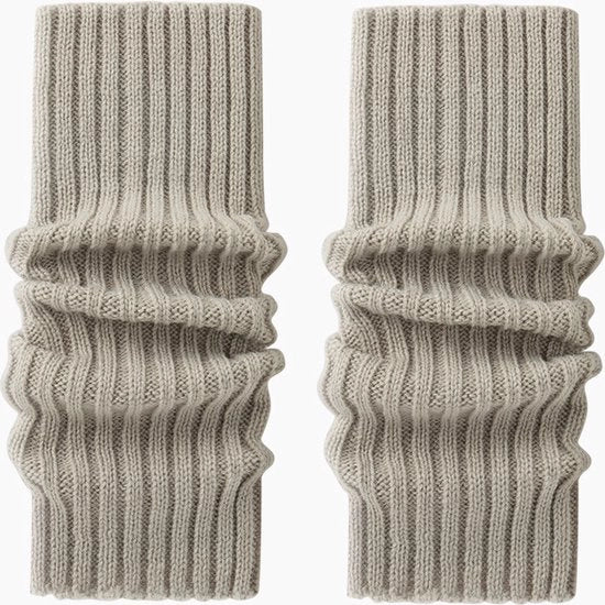 Calze in lana spessa con texture a righe, invernali e autunnali, caldi, con imbottitura a pizzo Y2K per donne, caldi per le gambe, colore grigio chiaro, 40cm.