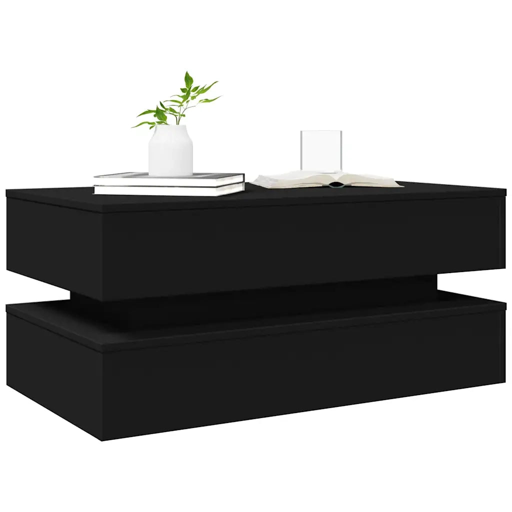Tavolino da salotto | Tavolino da caff¨¨ | Tavolino da Soggiorno con Luci LED Nero 90x50x40 cm