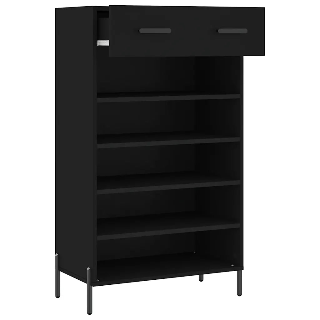 Scarpiera-Scaffale per scarpe Nera 60x35x105 cm in Legno Multistrato 931204
