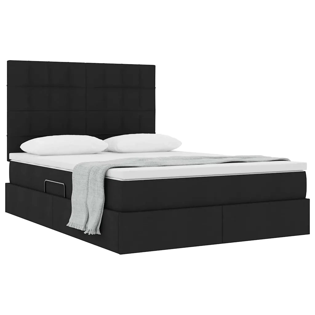 Letto con contenitore e materasso Nero 140 x 190 cm Poliestere 3371780