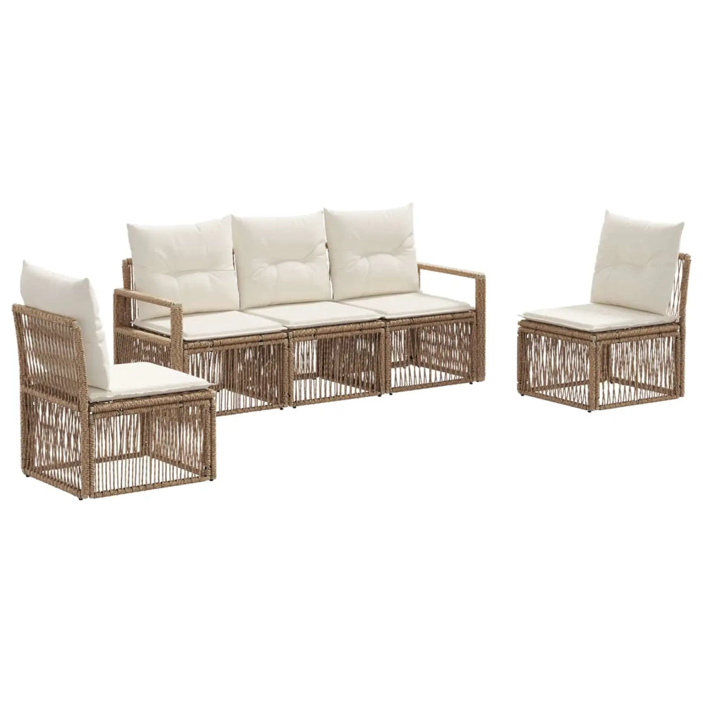 Set Divano da Giardino 5 pcs Beige polyrattan 3435669